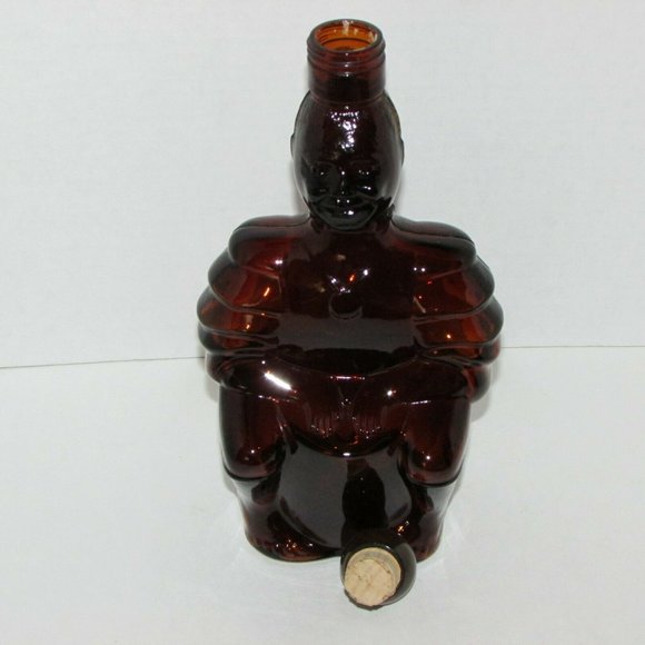 Vintage Brown Glass Liquor Bottle Limbo Drummer Home Bar Decor - Picture 10 of 11